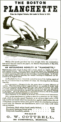 Boston Planchette Ad, 1860s